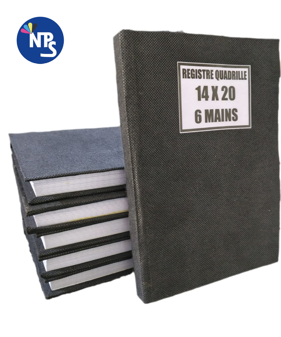 REGISTRE QUADRILLE 14X20 CM 6 MAINS
